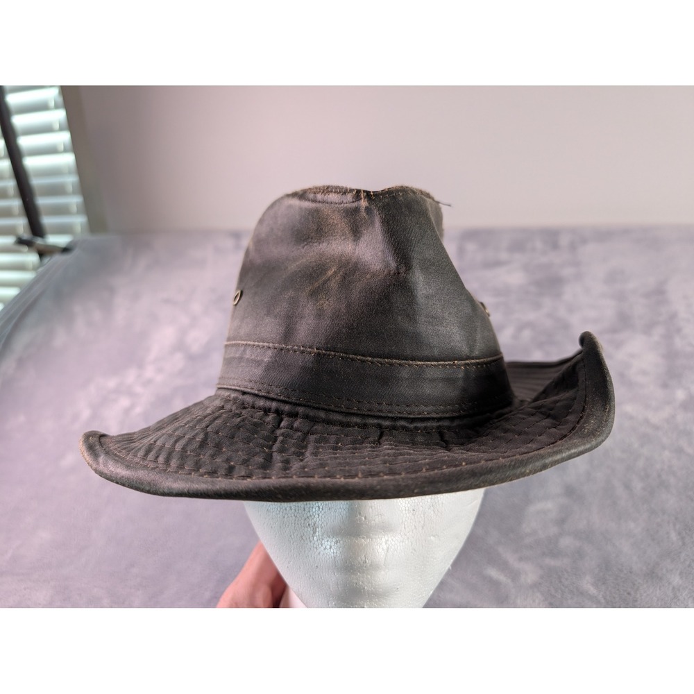 Conner Handmade Hats Waxed Cotton Safari Hat Outdoor Wide Brim Brown Small Y1219